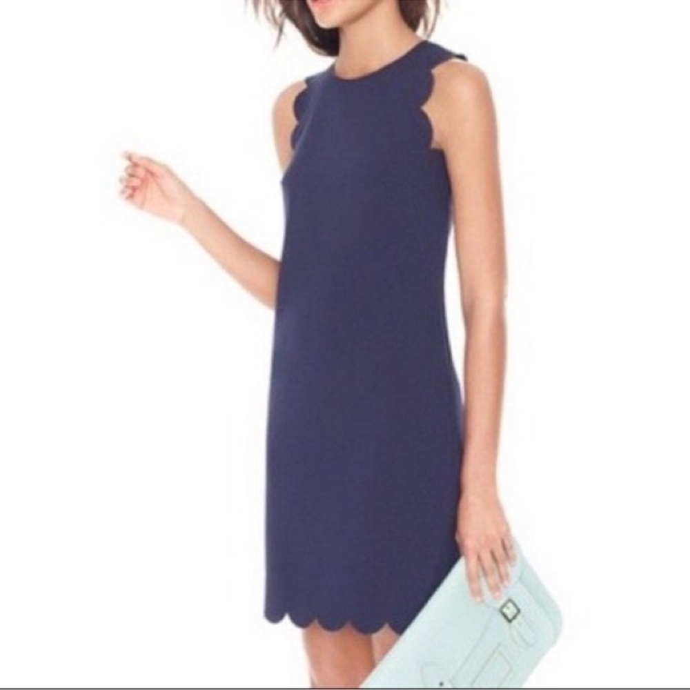 💙💙 LIKE NEW- J.Crew Blue Scalloped Edge shift Dress SZ 2💙💙